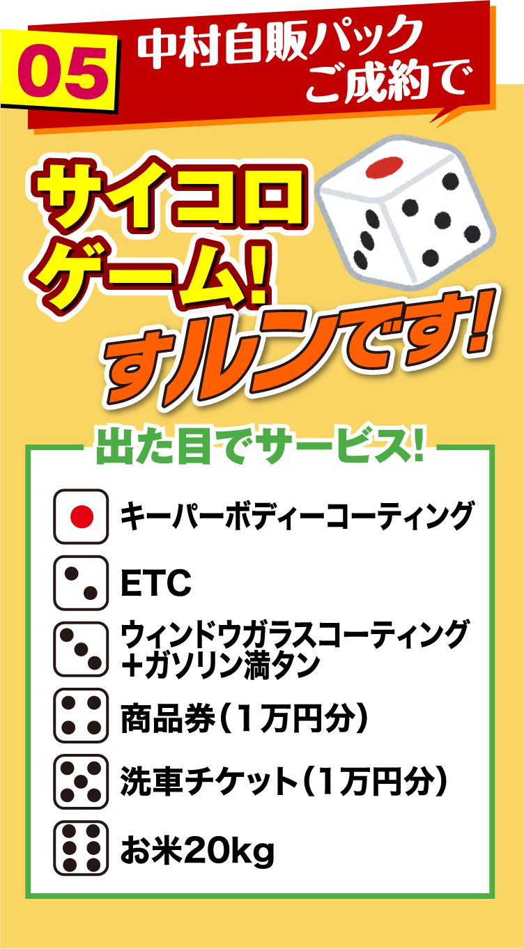 中村自販パックご成約で サイコロゲーム!
